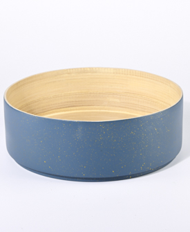 SCHALE Bambus blau stapelbar feine Sprenkel gold dm26xH8cm