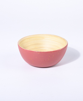 SCHALE Bambus rot feine Sprenkel in gold dm11xH4,5cm