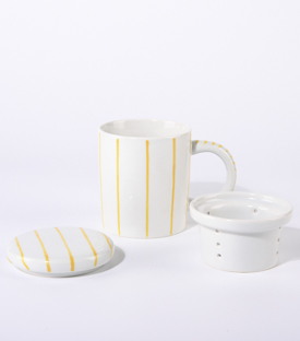 KRÄUTERTEETASSE Streifen  dotter, dm8xH11,5cm