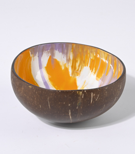 KOKOSSCHALE lila marmoriert  Lackarbeit ca. 13xH6cm