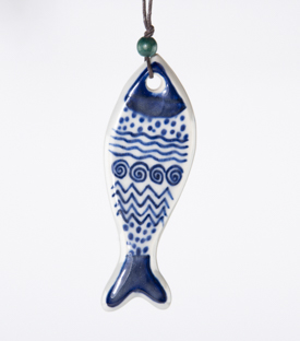 ANHÄNGER Fisch Keramik 3,5 x 9,5cm