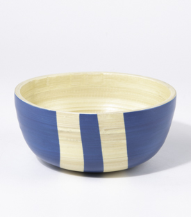 SCHÜSSEL Streifen blau Bambus dm16xh7,5cm