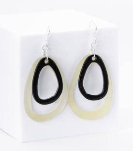 OHRRINGE Ringe oval doppelt Horn L 7cm