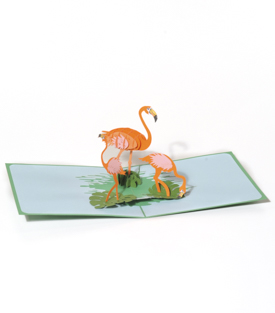 POPUP Karte Flamingos 15x15cm