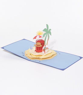 POPUP KARTE Insel, blau 14x14cm