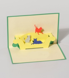 POPUP Geburtstagskarte, Katzen 15x10cm
