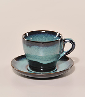 TASSE mit Untertasse jadegrün Tasse dm8xH6,7cm/Teller 13cm