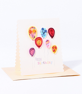 GRUSSKARTE Luftballons Papierdekor, 10x9cm