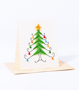 WEIHNACHTSKARTE Christbaum Papierdekor, 10x9cm