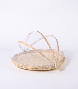KORB/TABLETT m. Insektenschutz Bambus, dm30xH4cm/20cm