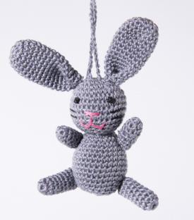 ANHÄNGER Hase grau Baumwolle gehäkelt 12cm