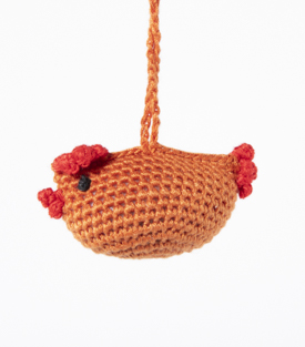 ANHÄNGER Huhn braun Baumwolle gehäkelt 7cm