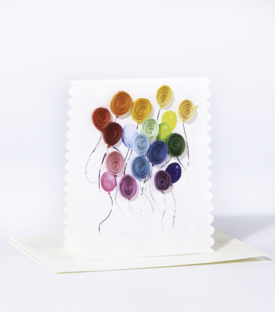 GRUSSKARTE Ballone Papierdekor 9x11cm