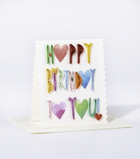 GRUSSKARTE Happy Birthday Papierdekor 9x11cm