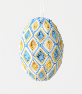 OSTEREI Anhänger  blau-gelb, Papier 6cm
