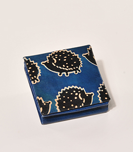 MÜNZTÄSCHCHEN Igel blau Ziegenleder, 7x7cm