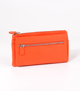 DAMENBÖRSE Zipper chili Rindsleder, 19xH10cm