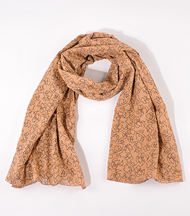 TUCH Blumen kaffee 100% Bio-Baumwolle 180x110cm
