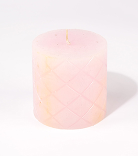 KERZE Struktur rosé Rauten, dm8xH8cm