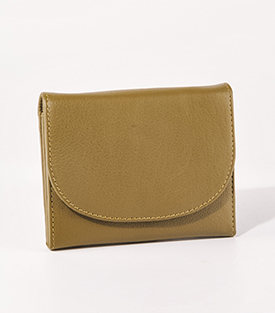 BÖRSE runde Lasche oliv Rindsleder, 12xH10cm