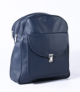 RUCKSACK Aussenfach tiefblau Rindsleder 28x10xH34cm