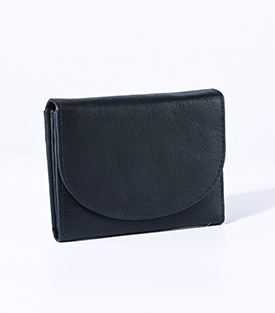 BÖRSE runde Lasche tiefblau Rindsleder, 12xH10cm
