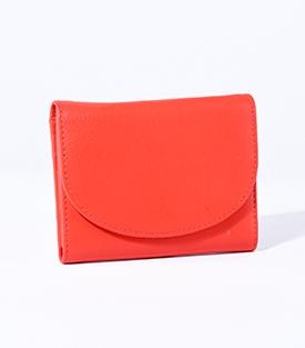 BÖRSE runde Lasche zinober Rindsleder, 12xH10cm