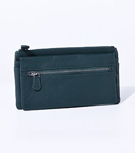 DAMENBÖRSE Zipper tiefblau Rindsleder, 19xH10cm