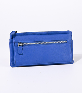DAMENBÖRSE Zipper kobalt Rindsleder, 19xH10cm