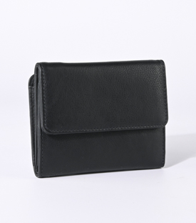 GELDBÖRSE mini schwarz Rindsleder 12x10cm