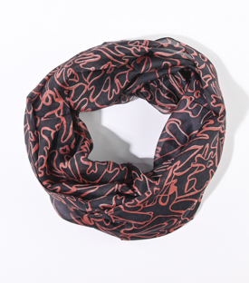 KREISSCHAL Floral aubergine 100% Seide 140x50cm