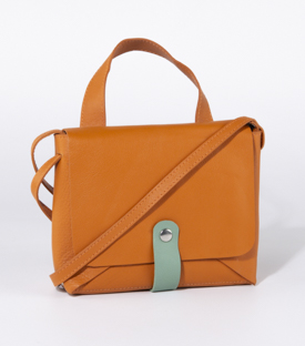 TASCHE Color Block orange mint Rindsleder H16cm x B20 x T5cm