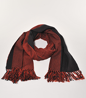 SCHAL Blockstreifen rot 100% Merinowolle 180x70cm