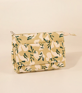 KOSMETIKTASCHE Blätter Biobaumwolle 18x5xH13cm