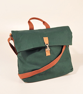 TASCHE Karabiner Canvas pinie Biobaumwolle, 32x10xH30cm