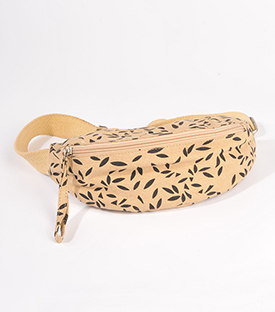 BAUCHTASCHE Blätter beige BW Canvas, Verschluß, 25x10cm