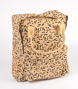 RUCKSACK, Blätter beige BW Canvas 30x11xH38cm