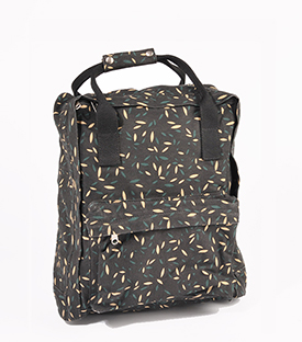 RUCKSACK Midi Blätter grün BW Canvas, 28x9xH32cm
