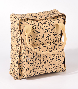 RUCKSACK Midi Blätter beige BW Canvas, 28x9xH32cm