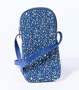 HANDYTASCHE Terrazzo tiefblau BioBW u. Ökoleder 9x2xH19cm