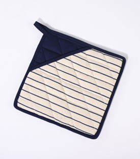 TOPFLAPPEN Streifen blau Bio-BW Canvas bedruckt 21x21cm