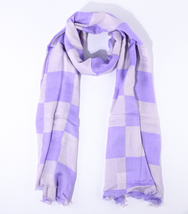 SCHAL Blockkaro lila 100% Modal 200x70cm