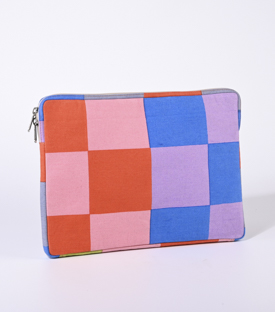 LAPTOPTASCHE Blockkaro M Bio-Baumwolle 36,5 x 26 x 3