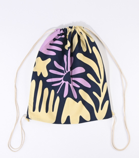 RUCKSACK Groovy Blossom blau Bio-Baumwolle 44x 38cm