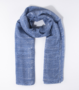 SCHAL Punkte blau 100% Seide 180x50cm