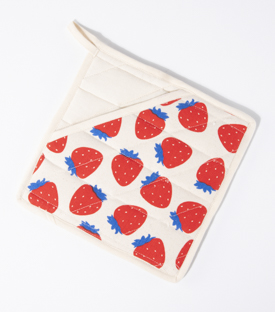 TOPFLAPPEN Erdbeer Bio-Baumwolle Canvas 21x21cm