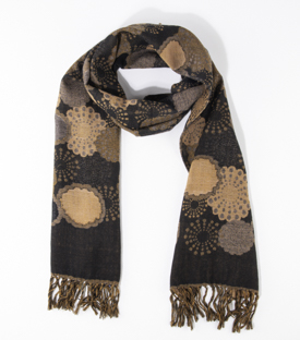 SCHAL Jaquard Blumen 100% Wolle 180x70cm