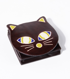 MÜNZTASCHE Katze Ziegenleder 8x8cm