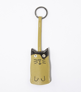 SCHLÜSSELANHÄNGER Premiumleder chromfrei L 18cm Katze 8cm