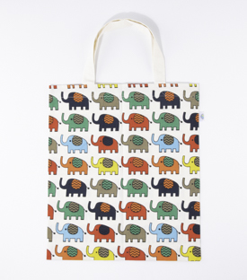 TASCHE Elefanten bunt Bio-Baumwolle H44 x B38cm